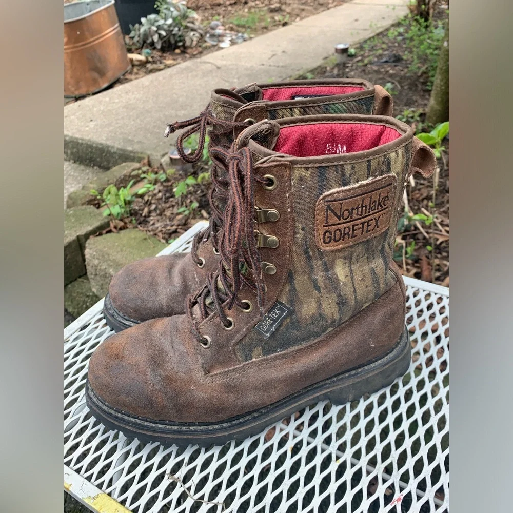 Northlake Boots Men 8.5 M Brown Leather Gore Tex Thinsulate Camo Hunting Work